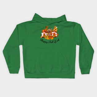 Happy Fall y'all Gnomes Halloween Autumn Thanksgiving Christmas and Fall Color Lovers Kids Hoodie